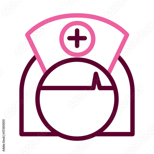 pictogram nurse head with hat, half line half color style