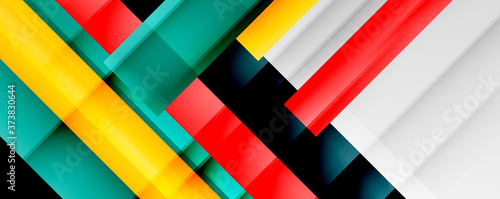 Geometric abstract backgrounds with shadow lines  modern forms  rectangles  squares and fluid gradients. Bright colorful stripes cool backdrops