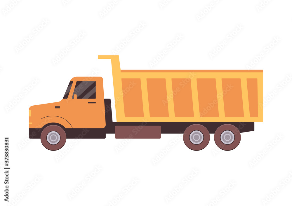 Truck or lorry for road and quarry works icon flat vector illustration isolated. Truck or lorry for road and quarry works icon flat vector illustration isolated.