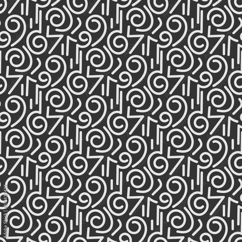 Abstract seamless pattern. Monochrome Black and white ornament. Perfect for your design: fabric, wallpaper, background image, wrapping paper