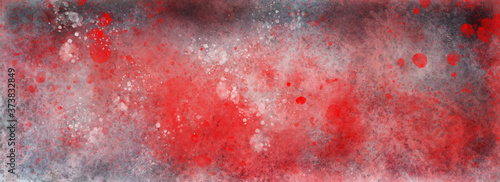 grunge background texture with red paint spatter and silver white and gray grungy textured design, old antique or vintage painted metal