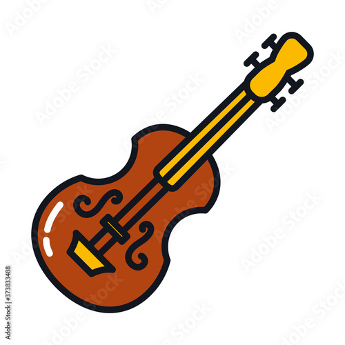 fiddle instrument icon, line and fill style