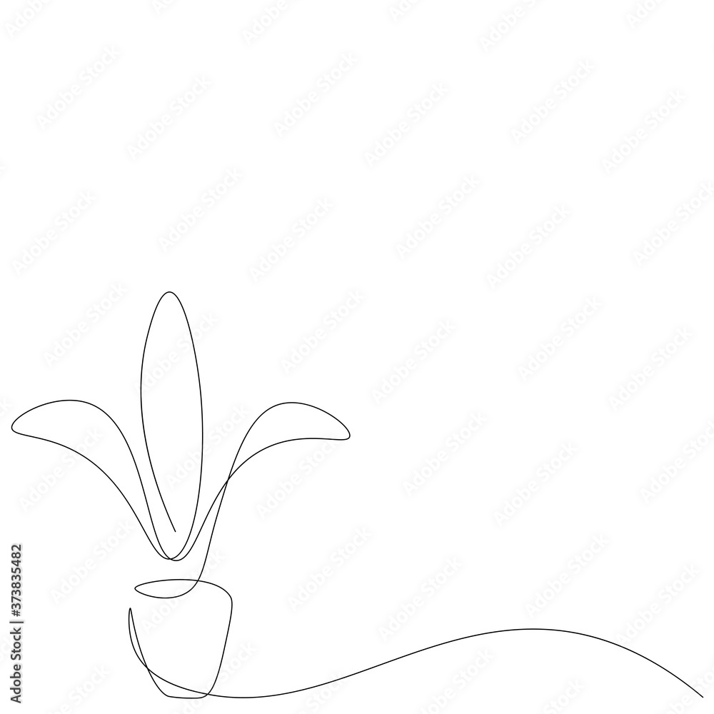 Plant in pot line drawing on white. Vector illustration Plant in pot line drawing on white. Vector illustration