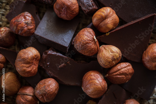 appetizing composition with nuts and chocolate