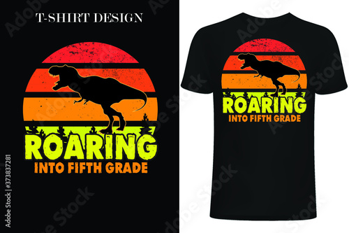 Roaring into fifth grade SVG, fifth grade SVG, Dinosaur T Rex Back to School SVG Digital Cricut File
