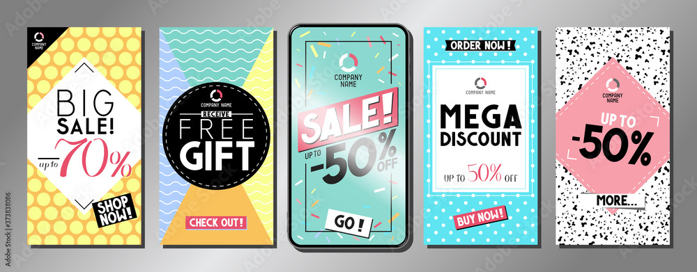 Naklejka premium Social media advertisement - sale templates - vector illustration, 16:9 proportions