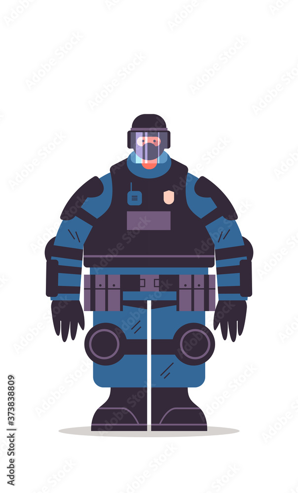 policeman in full tactical gear riot police officer protesters and demonstrations control concept full length vertical vector illustration policeman in full tactical gear riot police officer protesters and demonstrations control concept full length vertical vector illustration