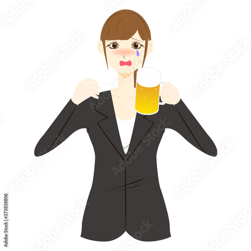 お酒に酔う　泣き上戸　女性