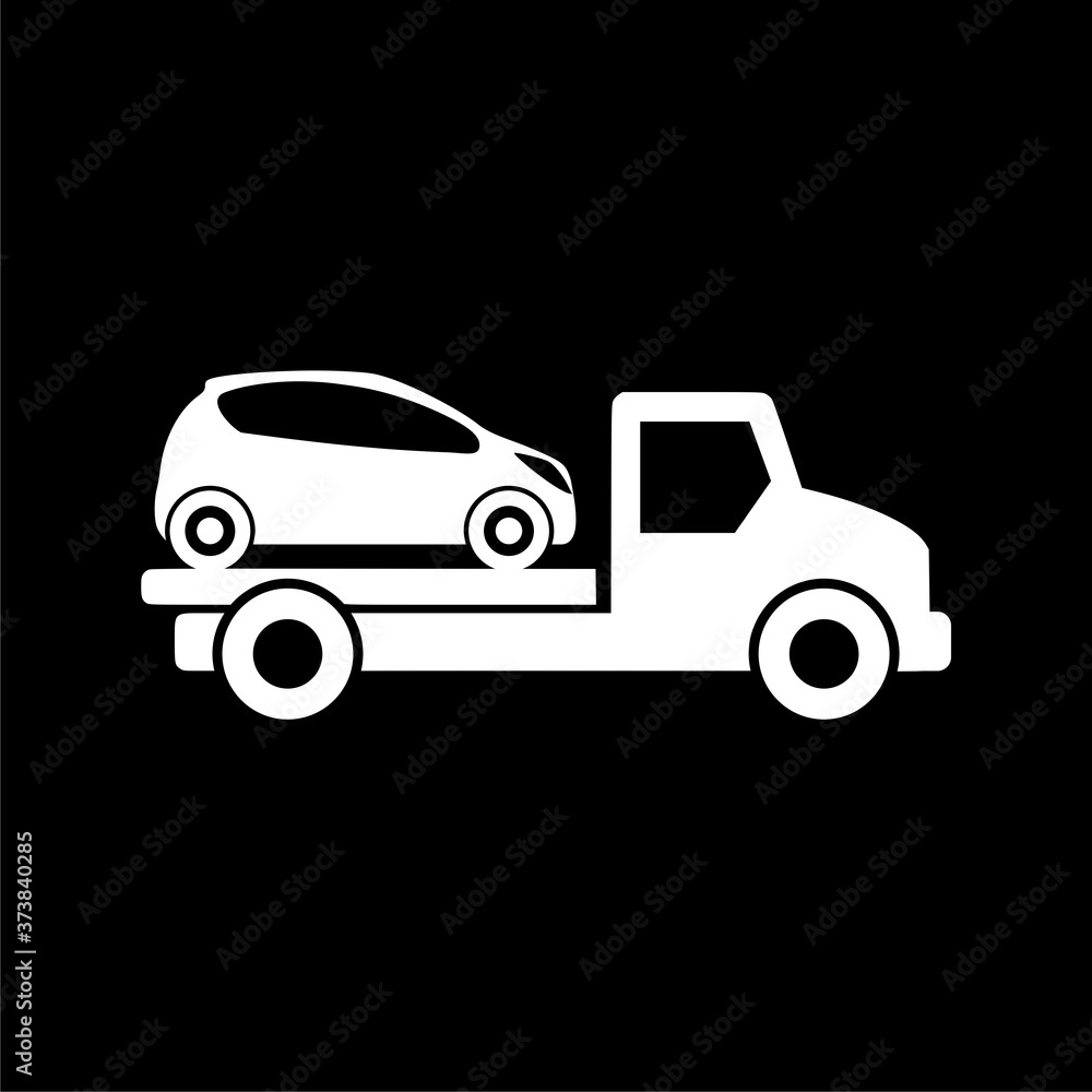 Car tow truck icon isolated on dark background
