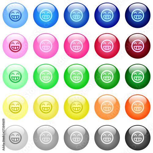 Laughing emoticon icons in color glossy buttons