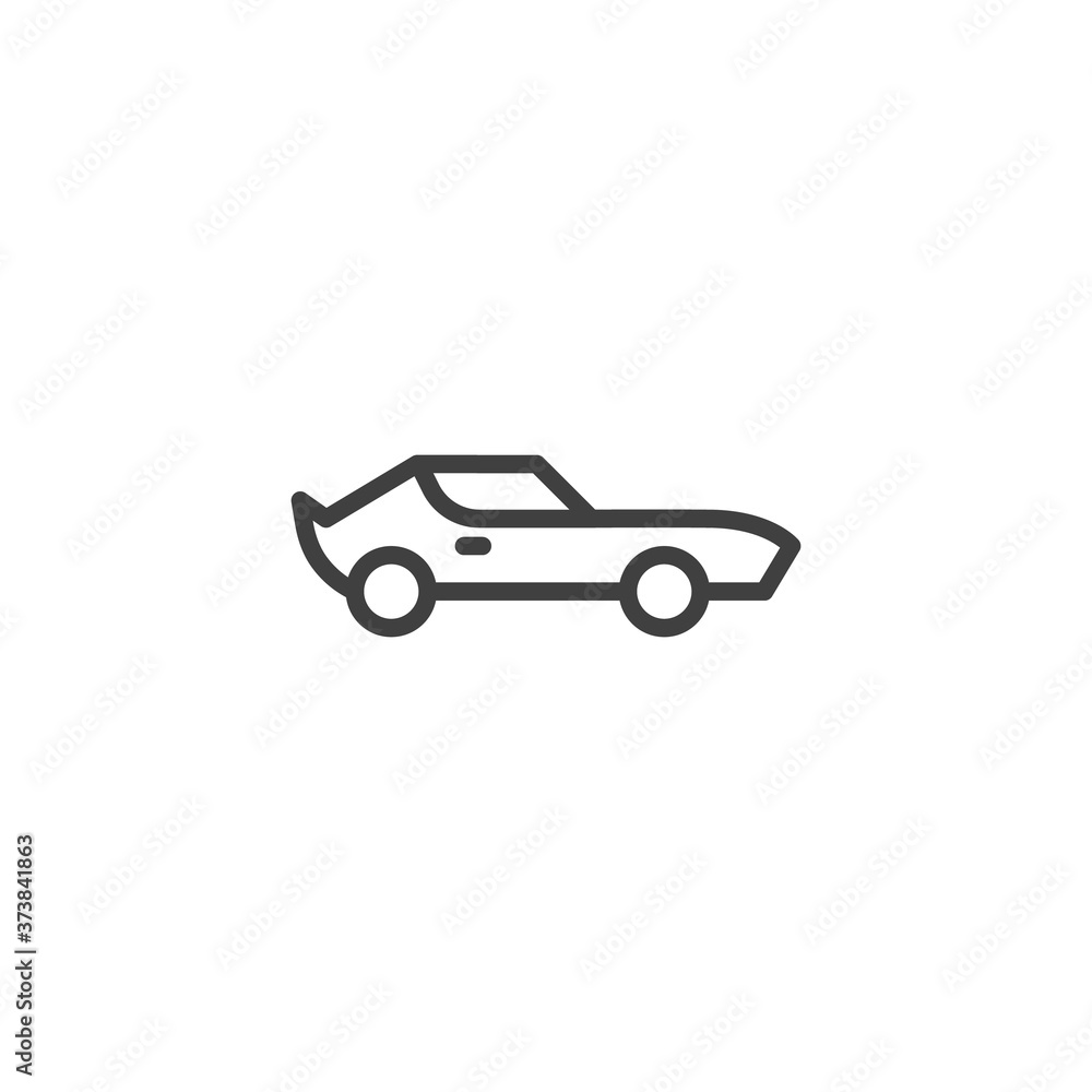 Sport car line icon. linear style sign for mobile concept and web design. Super car outline vector icon. Symbol, logo illustration. Vector graphics