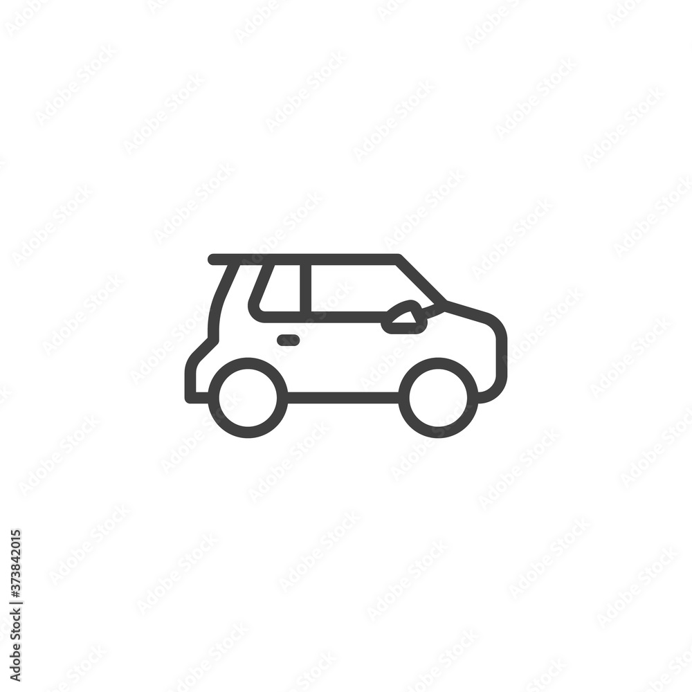 Modern electric car line icon. linear style sign for mobile concept and web design. suv car outline vector icon. Symbol, logo illustration. Vector graphics
