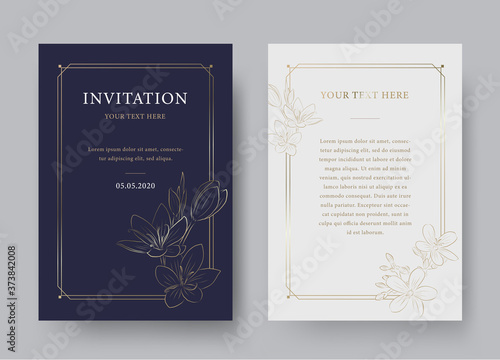 Vintage floral luxury vector invitation card template