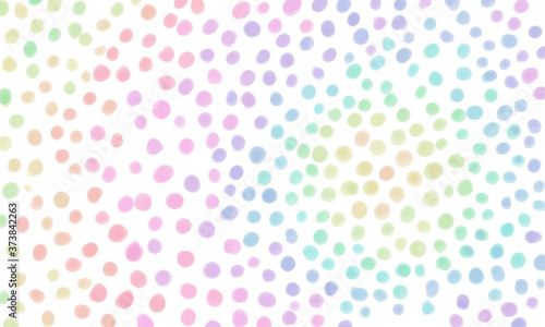 color bright, pastel shades pattern, white with multicolor polka dots, hand-drawn. Bright festive cute background for decor