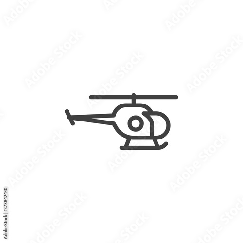 Helicopter line icon. linear style sign for mobile concept and web design. Helicopter side view outline vector icon. Symbol, logo illustration. Vector graphics