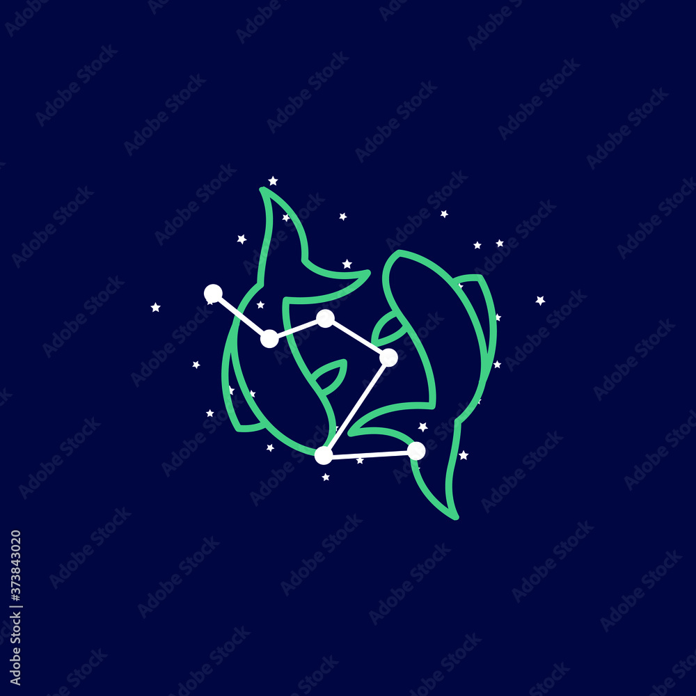 Pisces zodiac sign logo. vector illustration. 