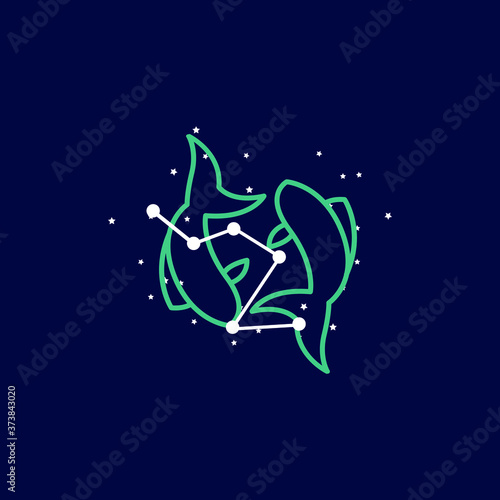 Pisces zodiac sign logo. vector illustration. 