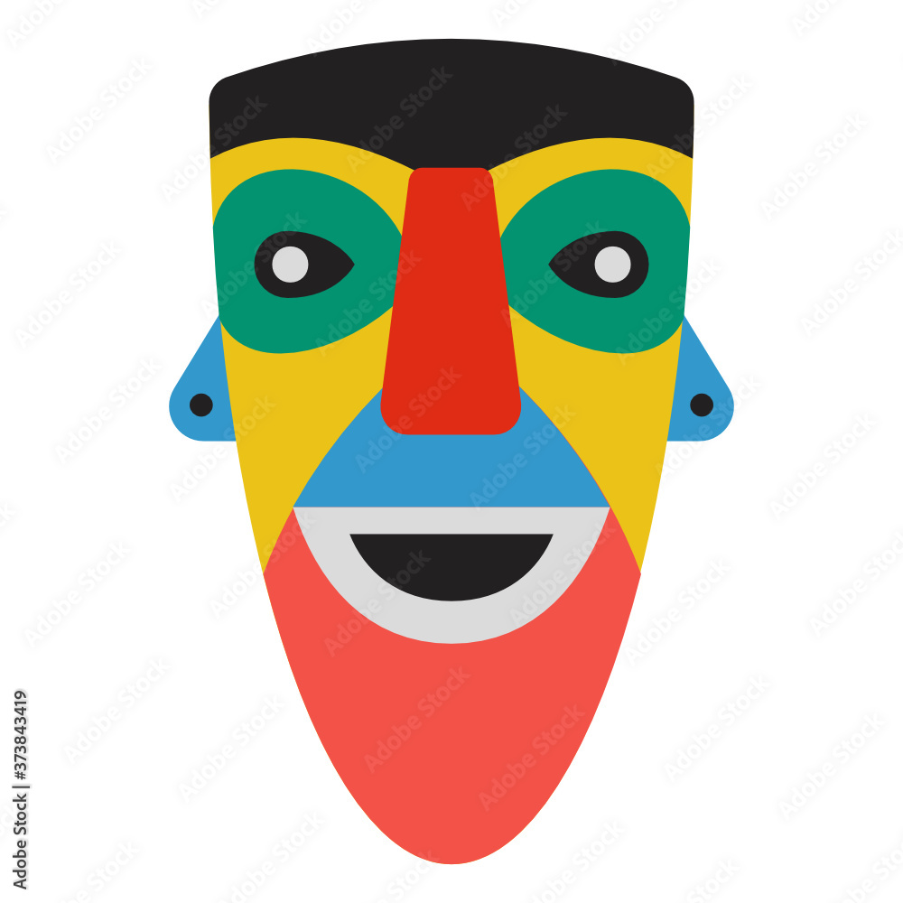 Fototapeta premium A flat vector design of africal tribal mask, face mask 