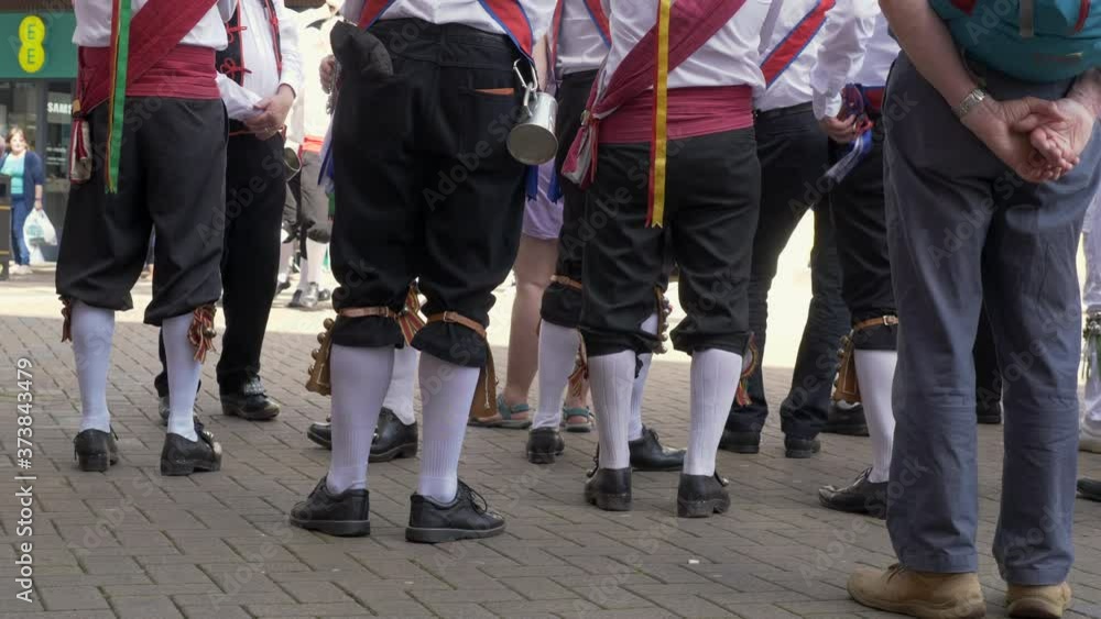 Morris men dancers on high street england uk Morris men dancers on high street england uk