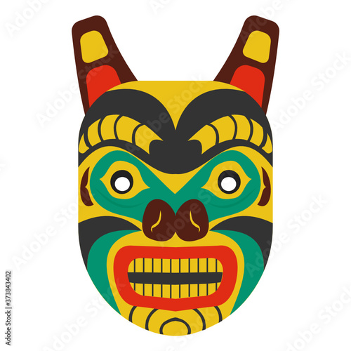 Vector of cultural face mask, used as as a ceremonial costume 
