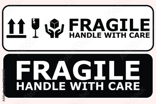 Fragile, Handle with Care or Package Label stickers set. Banner format. EPS 10 vectors.
