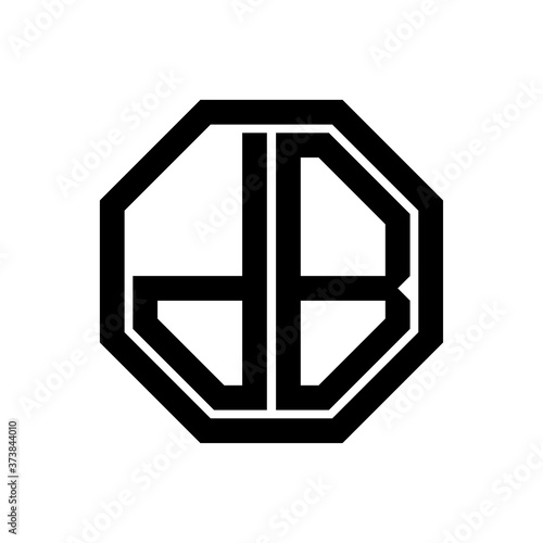 DB initial monogram logo, octagon shape, black color