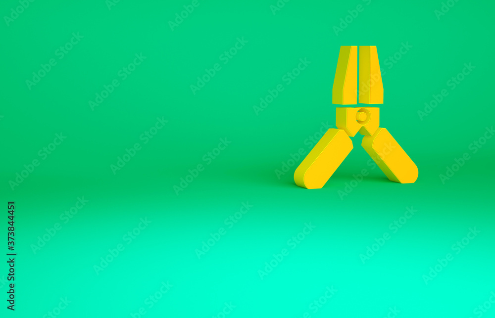 Orange Car battery jumper power cable icon isolated on green background. Minimalism concept. 3d illustration 3D render.