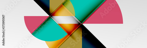 Free Download Bright color circles, abstract round shapes and triangles composition with shadow effects. Vector modern geometric design template - GFXLoad