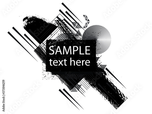 Minimalistic Creative concept . Flat style . Geometric lines and design textured elements form unusual shape . Vector abstract grunge background . Dynamic banner .
