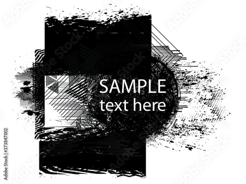 Minimalistic Creative concept . Flat style . Geometric lines and design textured elements form unusual shape . Vector abstract grunge background . Dynamic banner .