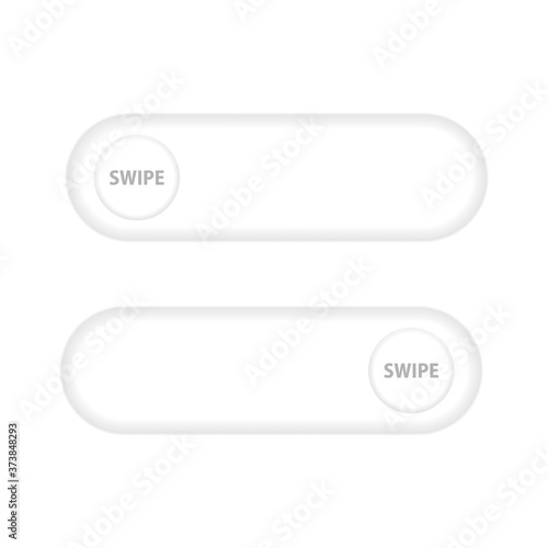Swipe lock and unlock realistic button. On and Off toggle switch buttons. Neumorphic design. Neumorphism.