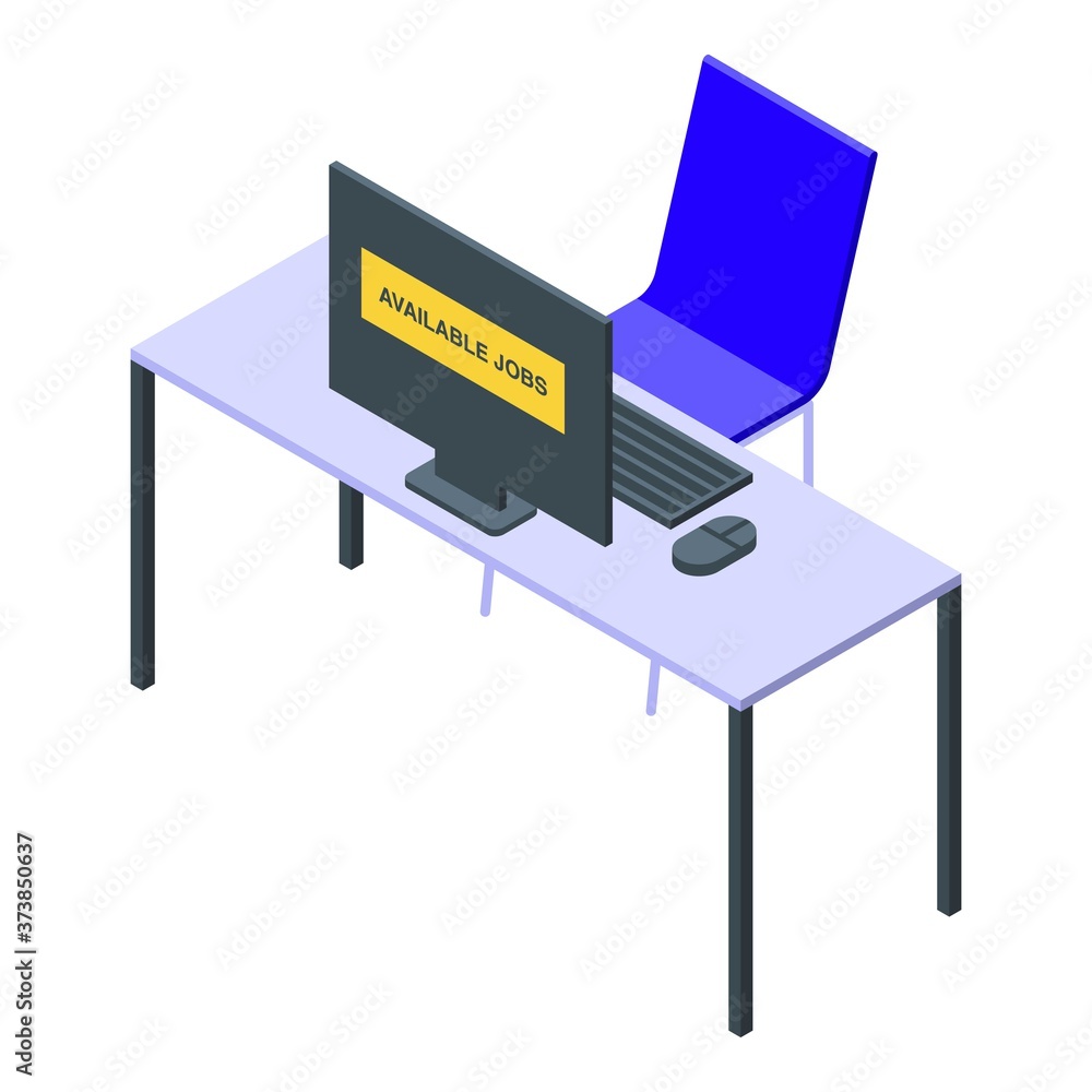 Jobless workplace icon. Isometric of jobless workplace vector icon for web design isolated on white background Jobless workplace icon. Isometric of jobless workplace vector icon for web design isolated on white background