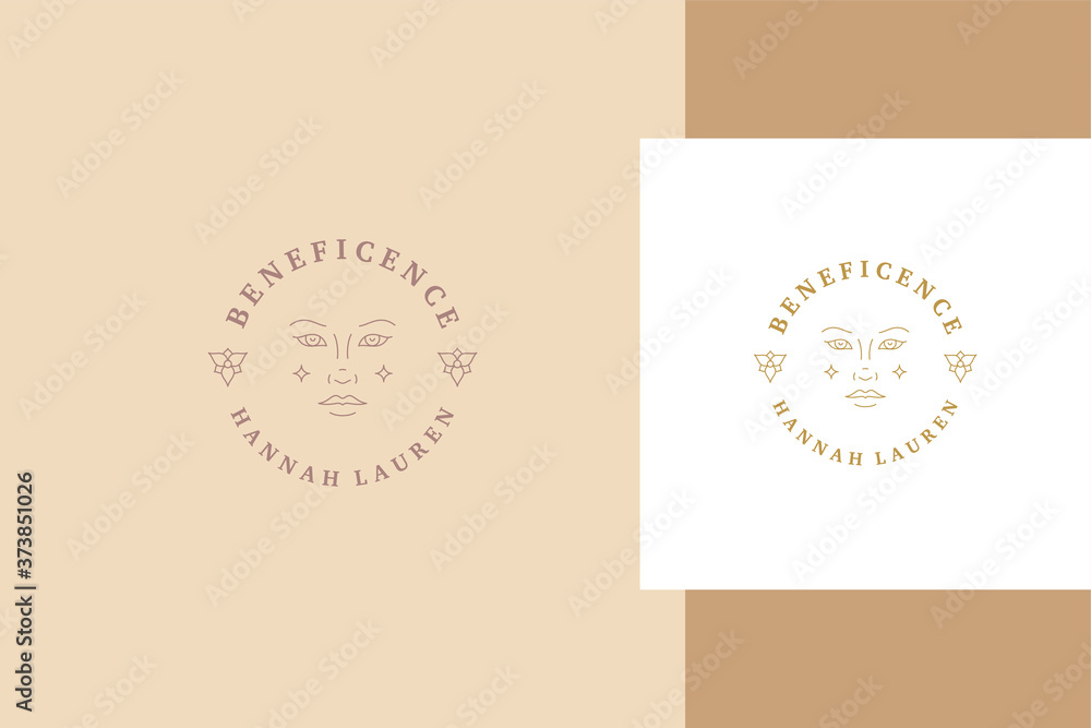 Outline emblem of beautiful female face line style Outline emblem of beautiful female face line style