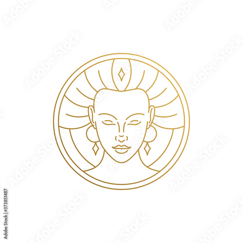 Vector design of woman with accessories hand drawn with thin lines