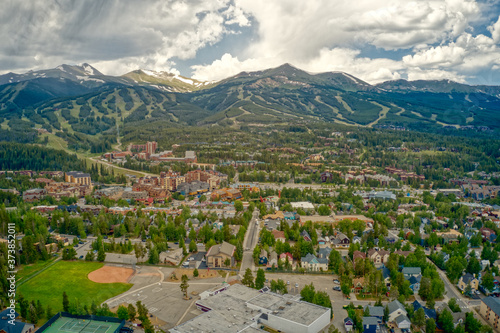 Aerial View of of the famous Ski Resort Town of Breckenridge, Colorado