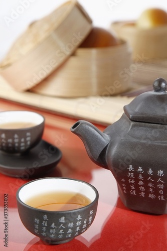 Obraz na płótnie Chinese tea set with dim sum