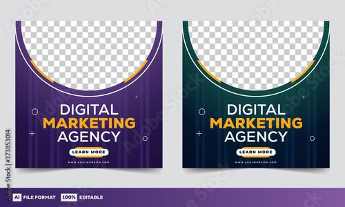 Digital marketing agency social media banner templates, marketing web banner templates