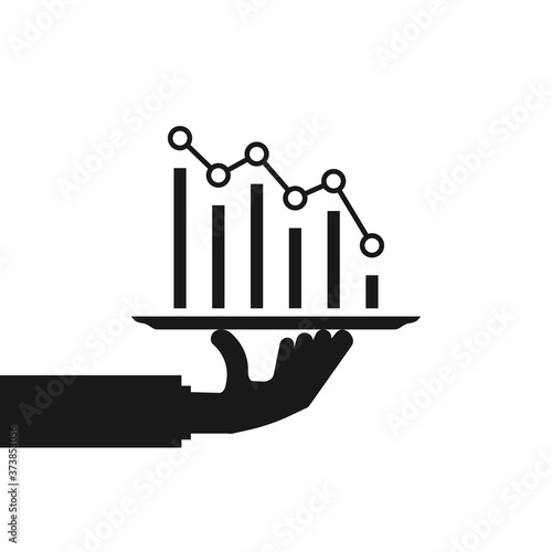 hand showing price or cost drop black icon