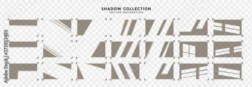 Set of Shadow overlay window frames. Effect light transparent shadow. Realistic creating reflective effect illusions. Overlay for adding scene lighting to your images. Vector illustration.