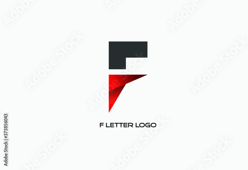 Red colored F letter logo design