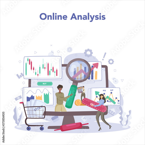 Trader, financial investment online service or platform. Stock