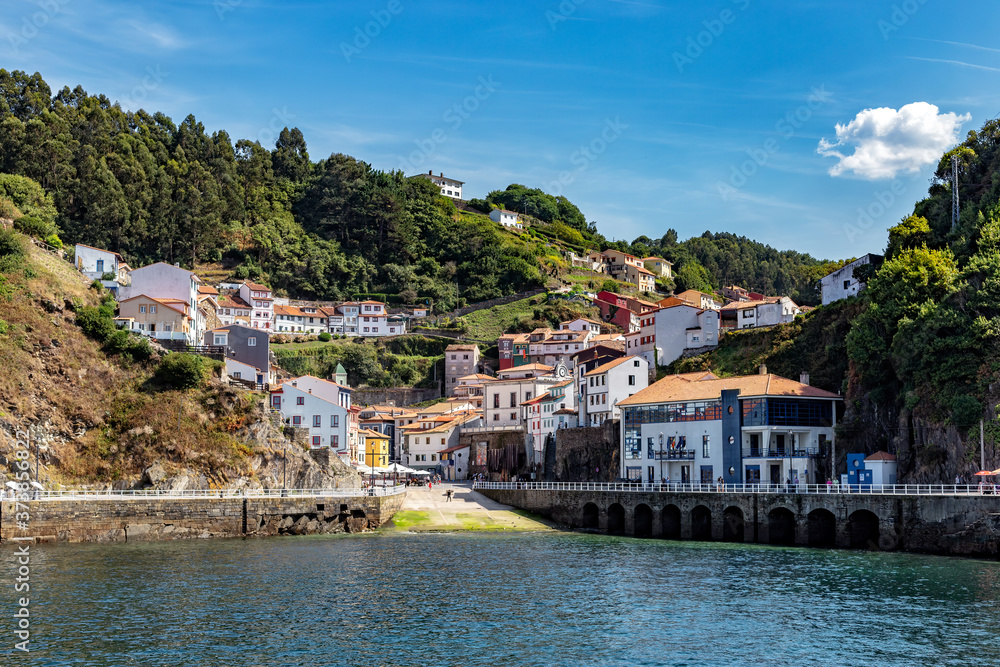 Traditional fishing village in Cudillero. Asturias. The most beautiful turistic spots in Spain.