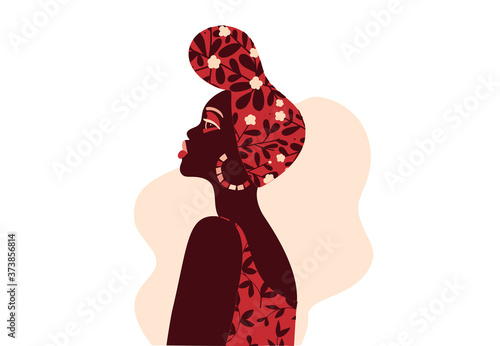 African woman with a headwrap vector illustration in flat style