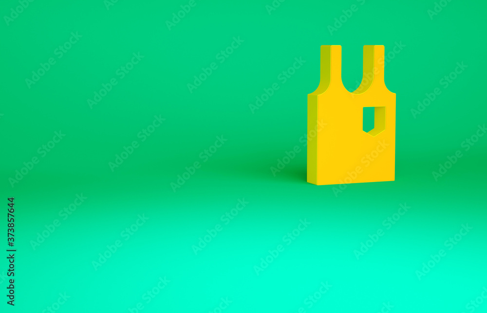 Orange Sleeveless T-shirt icon isolated on green background. Minimalism concept. 3d illustration 3D render. Orange Sleeveless T-shirt icon isolated on green background. Minimalism concept. 3d illustration 3D render.