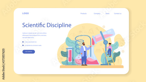 Chemistry studying web banner or landing page. Chemistry lesson