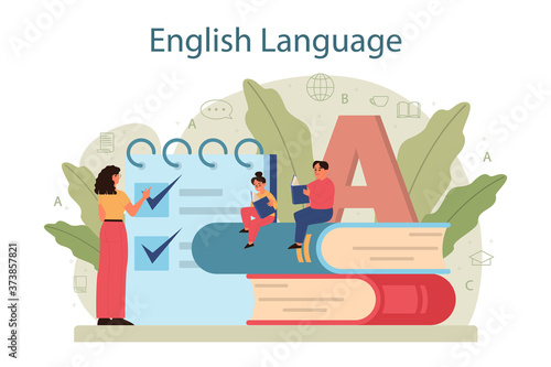 English class concept. Study foreign languages in school or university.