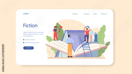 Literature school subject web banner or landing page. Webinar