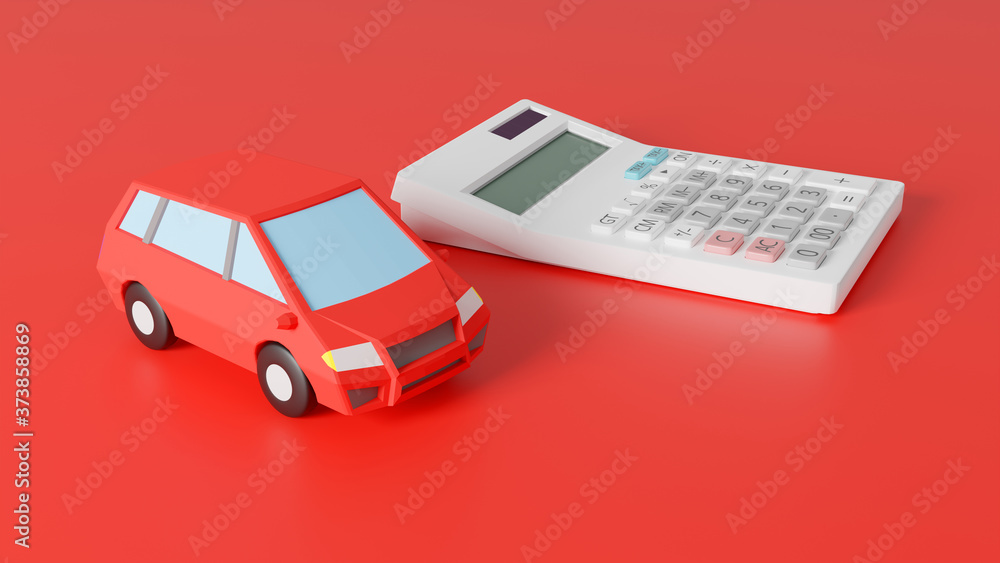 A photo-realistic CG illustration of a car toy and a calculator on a plane. A photo-realistic CG illustration of a car toy and a calculator on a plane.