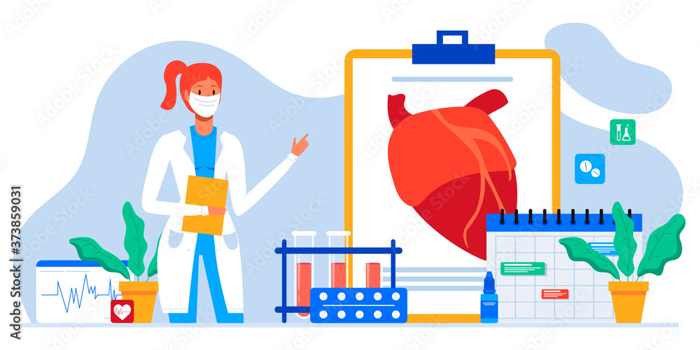 Medical examination and cardiology doctor, circulatory system checkup. Heart disease human concept. Ischemic heart disease, coronary artery disease, risk with hypertension concept for banner, web site