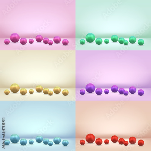 Pearl sphere ball on colored studio scene background vector illustration